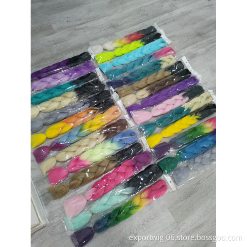 Wholesale synthetic hair extension high quality ombre braiding hair raw material jumbo braid synthetic braiding hair